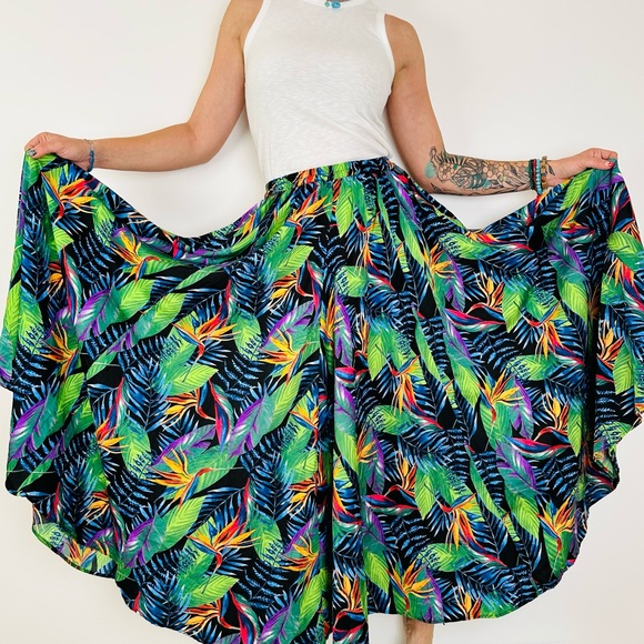 Rachel Zoe Maxi Skirt Tropical Colorful Elastic Waist Pull On - Picture 5 of 10